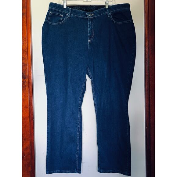 LEE RIDERS BLUE STRETCH BAND STRAIGHT JEANS WOMENS PLUS SZ 20W HIGH WAIST 12" FR - Picture 2 of 4